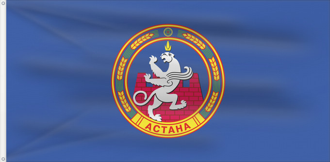 Drapeau, avec deux œillets métalliques et guindant renforcé : Old flag of Astana	Old flag of Astana 1998-2008