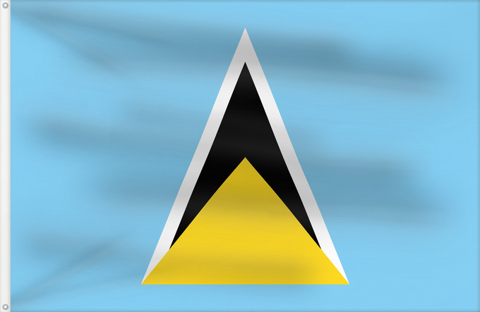 Drapeau, avec deux œillets métalliques et guindant renforcé : Saint Lucia Sainte-Lucie Santa Lucía Saint Lucias St. Lucia Santa Llucía Sent Lisi სენტ-ლუსიას დროშა Sen Lusia Флаг Сент-Люсии Saint Lucije