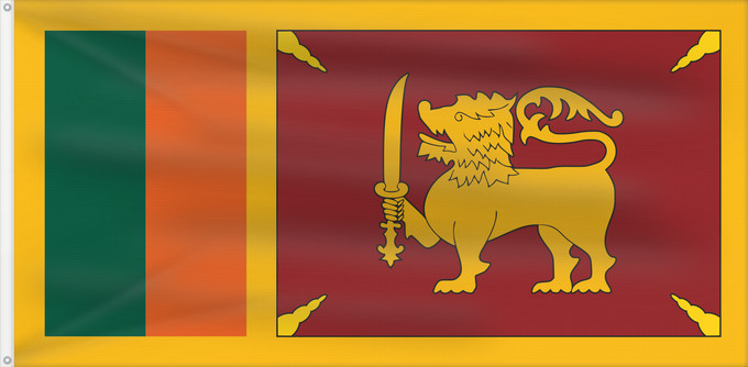 Bandera, con dos ojales metálicos y lado del asta reforzado: Ceylon 1951-1972