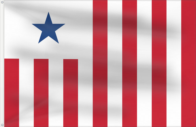 Bandera, con dos ojales metálicos y lado del asta reforzado: Liberian Customs	Liberian Customs Service - the flag s dimensions are 2 3. The main field is divided into 13  2 additional stripes compared to the national flag  vertical alternating red and white stripes	Service des douanes libériennes	Servicio de Aduana