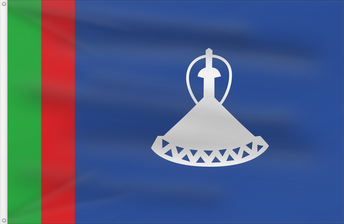 Bandiera, con due occhielli metallici e lato dell'asta rinforzato: Lesotho  1966	The first flag of the nation of Lesotho