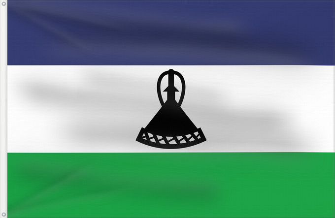 Flag, with two metal eyelets and reinforced hoist: Lesotho Lesoto Lesothos Lesota Seboko ye Lesotho