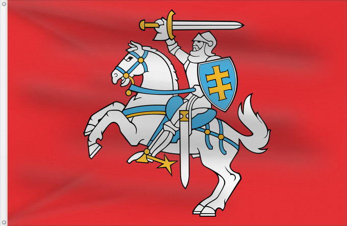 Drapeau, avec deux œillets métalliques et guindant renforcé : Lithuania	Lituanie	Lituania	Litauen	Lituana	Litouwen	Lituânia	Litwy	Litevská vlajka	Litauens	Litovio	Leedu lipp	Liettuan	Liotuáine	Litve	Litvánia	Lietuvas	Tal-Litwanja	Lituaniei	Litvy