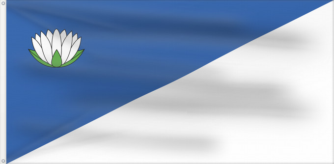 Bandera, con dos ojales metálicos y lado del asta reforzado: Brocēni Brocēni, Latvia Brocēnu karogs