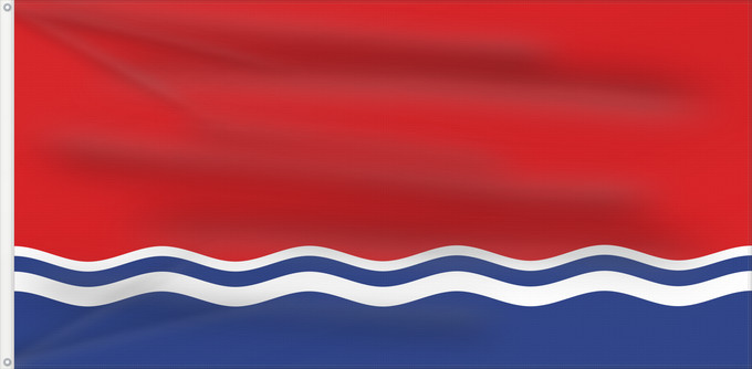 Flagge, mit zwei Metallösen und verstärktem Besatzband: Latvian Soviet Socialist Republic  reverse	Latvijas PSR karogs  reversās	Флаг Латвийской ССР  оборотная сторона
