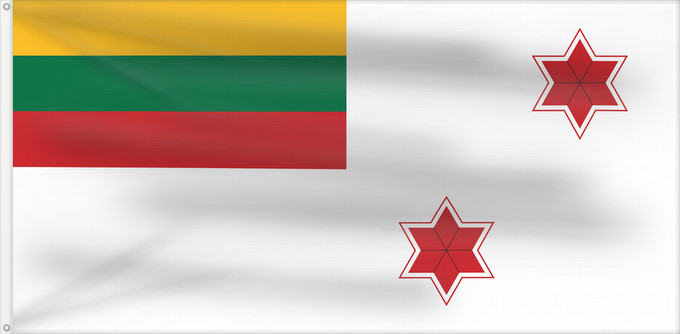 Drapeau, avec deux œillets métalliques et guindant renforcé : Lithuania Naval commander 2 stars	Chief of Staff  Chief of the Defense Staff   Lithuania	Chef d'état-major de la défense de Lituanie (2 étoiles)	Jefe del Estado Mayor de Defensa de Lituania (2 estrellas)	Chef des Stabes der litauischen Streitkräfte (2 Ste