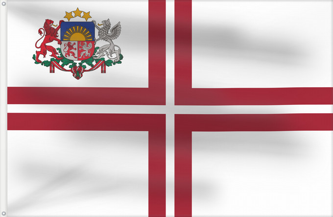 Flag, with two metal eyelets and reinforced hoist: Prime Minister of Latvia	Premier ministre de Lettonie	Primer Ministro de Letonia	Ministerpräsident von Lettland	Primo Ministro della Lettonia	That is used by the Prime Minister of Latvia