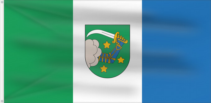Flagge, mit zwei Metallösen und verstärktem Besatzband: Valka City of Valka, Latvia Stadt Valka, Lettland Valkas pilsētas Флаг города Валка, Латвия