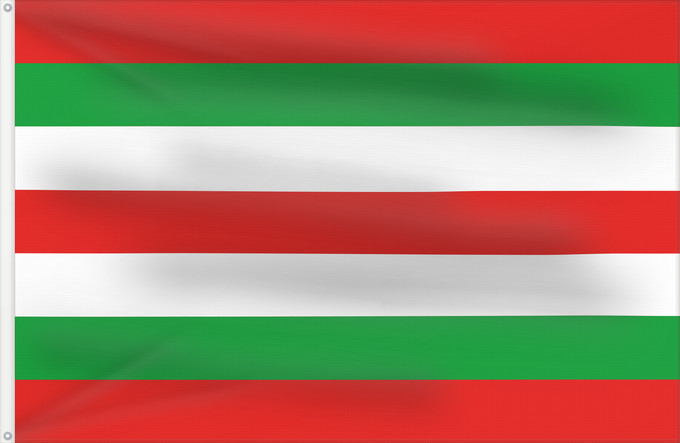 Flag, with two metal eyelets and reinforced hoist: Tripoli reported	Reported Flag of Tripoli, 19th century	Tripoli (rapporté, 19e siècle)	Trípoli (reportado, siglo XIX)	Tripolis (gemeldet, 19. Jahrhundert)	Tripoli (segnalato, XIX secolo)	Rapporterad Tripolitansk flagga, 1800-tal