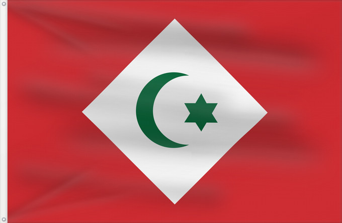 Bandera, con dos ojales metálicos y lado del asta reforzado: Republic of the Rif	République du Rif	República del Rif	Republik des Rif	Repubblica del Rif	علم جمهورية الريف