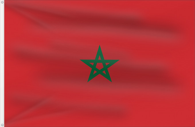Flag, with two metal eyelets and reinforced hoist: Morocco Maroc Marruecos Marokko Marocco Marrocos Maroka علم المغرب Σημαία του Μαρόκου Maroko Marokoko bandera Marokon דגל מרוקו Marokkó モロッコの国旗 Marokkos flagg Marocului Флаг Марокко Marockos Moroko Drapea do Marok ⴰⵛⵏⵢⴰⵍ ⵏ ⵎⵓⵔⴰⴽⵓⵛ 摩洛哥國旗