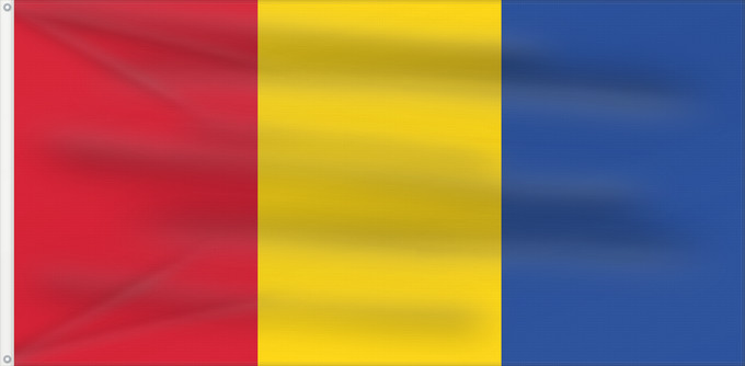 Flag, with two metal eyelets and reinforced hoist: Moldova back	Back of the flag of Moldova  1990-2010	Achterkant van de vlag van Moldavië  1990-2010