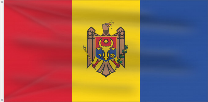 Flag, with two metal eyelets and reinforced hoist: Moldova reverse Moldova (reverse) Moldavie (revers) Moldavia (reverso) Moldau (Revers) Moldavia (rovescio) Стягул Републичий Молдова Republicii Moldova, revers