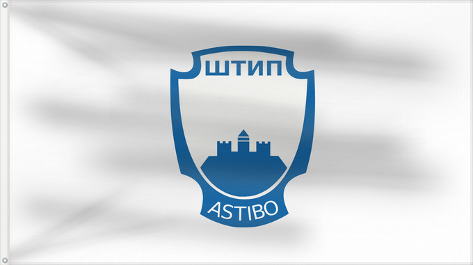 Flag, with two metal eyelets and reinforced hoist: Štip Municipality, North Macedonia	Štip Municipality, Macedonia	Municipalité de Štip	Municipio de Štip	Gemeinde Štip	Comune di Štip	Знаме на Општина Штип
