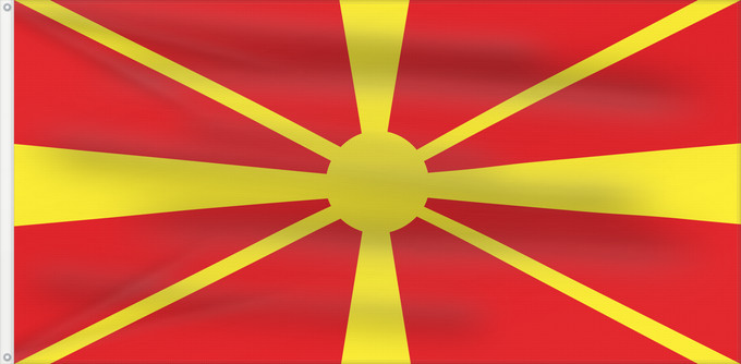 Flagge, mit zwei Metallösen und verstärktem Besatzband: Proposal of Macedonia - 9	One of the first 12 flag proposals for a new flag of Macedonia  1995	Macédoine (proposition 9, 1995)	Macedonia (propuesta 9, 1995)	Nordmazedonien (Vorschlag 9, 1995)	Macedonia (proposta 9, 1995)	Едно од вкупноте 12 предлог-знамињ