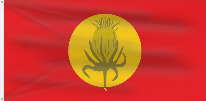 Drapeau, avec deux œillets métalliques et guindant renforcé : Vevčani Municipality, North Macedonia	Vevčani Municipality	Municipalité de Vevčani	Municipio de Vevčani	Gemeinde Vevčani	Comune di Vevčani	Знаме на Општина Вевчани
