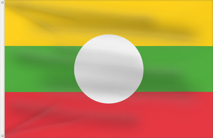Bandera, con dos ojales metálicos y lado del asta reforzado: Shan State	Estado Shan	Shan-Staates