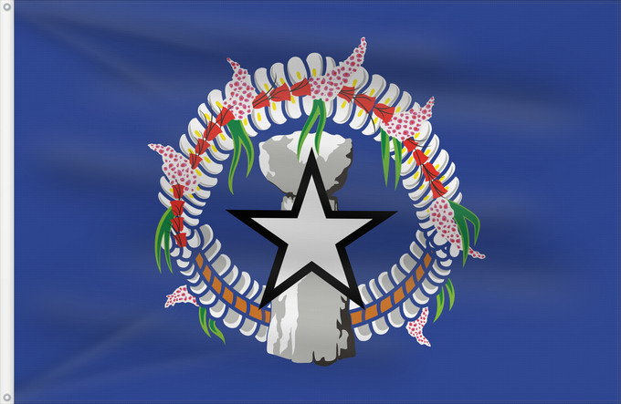 Bandera, con dos ojales metálicos y lado del asta reforzado: Northern Mariana Islands	Îles Mariannes du Nord	Islas Marianas del Norte	Nördliche Marianen	Isole Mariana del Nord