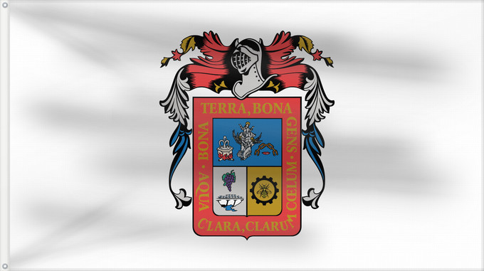 Bandiera, con due occhielli metallici e lato dell'asta rinforzato: Aguascalientes De facto flag of Aguascalientes Aguascaliente Aquarum Caldarum Īpān Aguascalientes