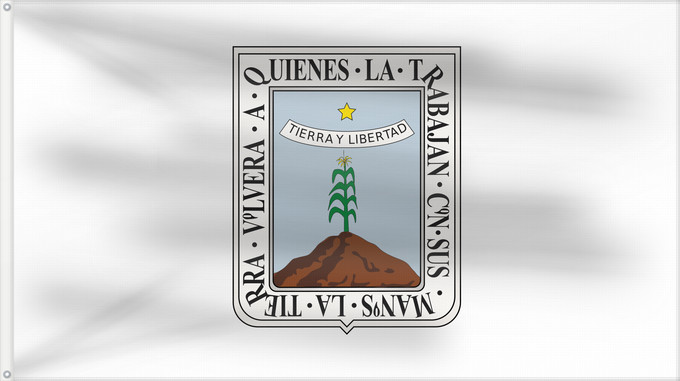 Flagge, mit zwei Metallösen und verstärktem Besatzband: Morelos