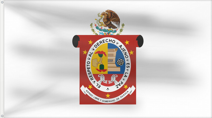 Bandera, con dos ojales metálicos y lado del asta reforzado: Oaxaca	State flag of Oaxaca	Oaxaca 