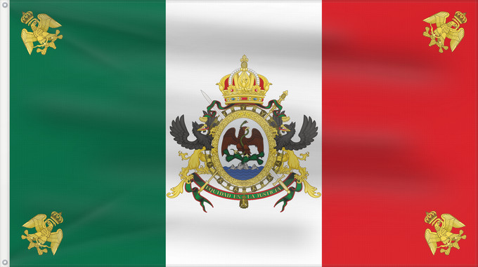 Drapeau, avec deux œillets métalliques et guindant renforcé : Mexico 1864-1867 México 1864-1867 Īpān Mēxihco 1864-1867