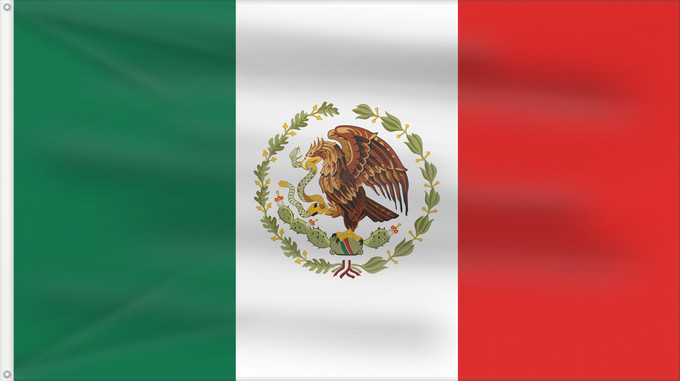 Drapeau, avec deux œillets métalliques et guindant renforcé : Mexico 1934-1968 Mexico (1934-1968) Mexique (1934-1968) México 1934-1968 Mexiko (1934-1968) Messico (1934-1968)