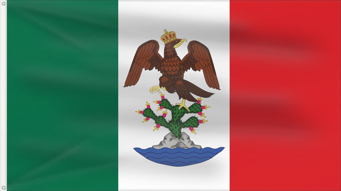 Drapeau, avec deux œillets métalliques et guindant renforcé : Primer Imperio Mexicano First Mexican Empire Premier Empire mexicain Erstes Mexikanisches Kaiserreich Primo Impero Messicano