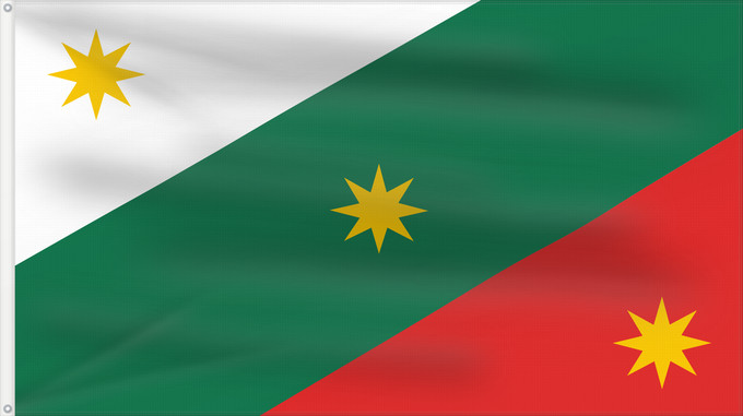Bandera, con dos ojales metálicos y lado del asta reforzado: Three Guarantees	ThreeGuarantees	Drapeau des Trois Garanties	Tres Garantías	Drei Garantien	Bandiera delle Tre Garanzie
