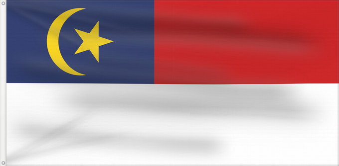Bandera, con dos ojales metálicos y lado del asta reforzado: Malacca	Malaca	Malakka	Malaysian state Malacca. Drawn by Mysid