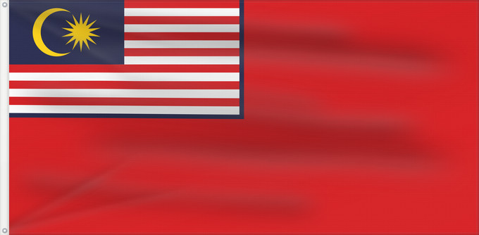 Flag, with two metal eyelets and reinforced hoist: Civil Ensign of Malaysia	The civil ensign of Malaysia	Malaisie - Pavillon Civil	Malasia - Pavellón Civil	Malaysia - Zivilschiffsflagge	Malesia - Insegna Civile