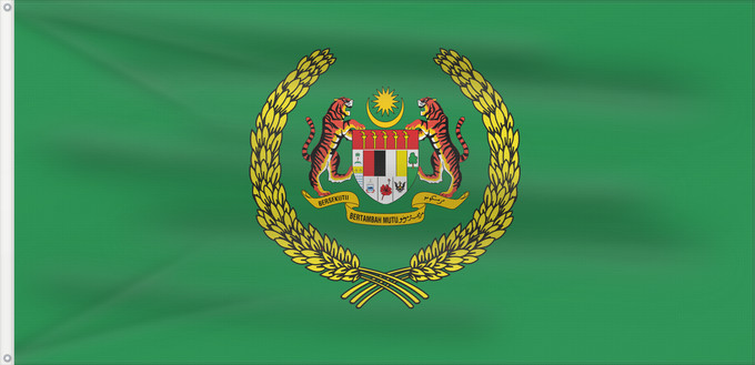 Drapeau, avec deux œillets métalliques et guindant renforcé : Standard of the Raja Permaisuri Agong	The Royal Standard of the Raja Permaisuri Agong	Étendard Royal de la Raja Permaisuri Agong	Estandarte Real de la Raja Permaisuri Agong	Königsstandarte der Raja Permaisuri Agong	Stendardo Reale della Raja Permaisuri Ag