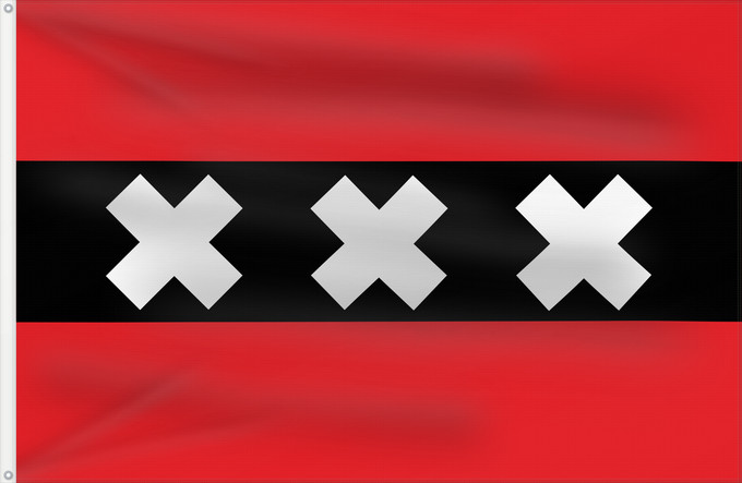 Bandera, con dos ojales metálicos y lado del asta reforzado: Amsterdam	Ámsterdam	Amsterdamu	Vun Amsterdam	Флаг Амстердама