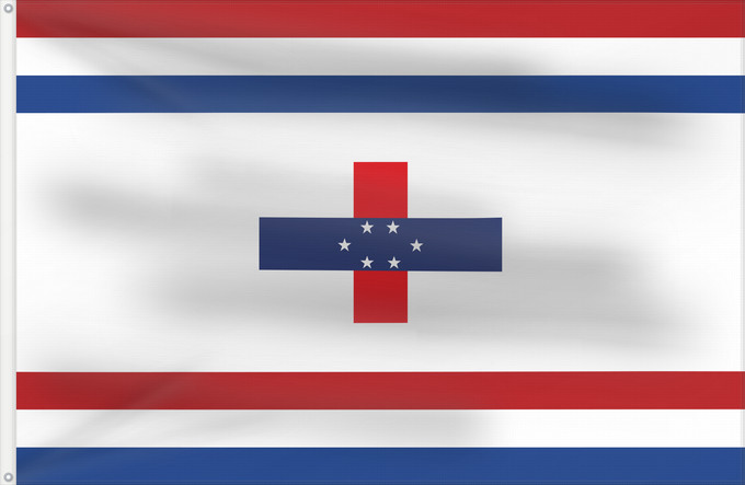 Flagge, mit zwei Metallösen und verstärktem Besatzband: Governor of the Netherlands Antilles  1966–1986	Governor of the Netherlands Antilles between 1966-1986	Gouverneur des Antilles néerlandaises (1966-1986)	Gobernador de las Antillas Neerlandesas (1966-1986)	Generalstatthalter der Niederländischen Antillen (