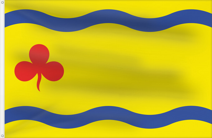Flagge, mit zwei Metallösen und verstärktem Besatzband: Hardenberg	Dutch municipality of Hardenberg vijf gegolfde hoogtebanen van geel