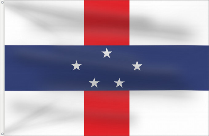 Bandiera, con due occhielli metallici e lato dell'asta rinforzato: Netherlands Antilles  1986–2010	Netherlands Antilles (1986–2010)	Antilles néerlandaises (1986–2010)	Antillas Neerlandesas (1986–2010)	Niederländische Antillen (1986–2010)	Antille Olandesi (1986–2010)