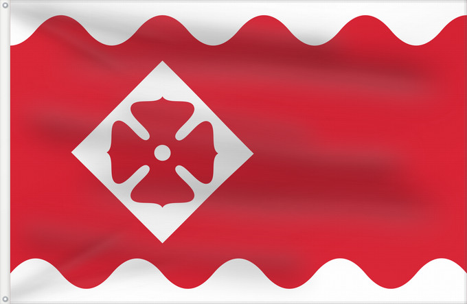 Flag, with two metal eyelets and reinforced hoist: Oudewater	Dutch municipality of Oudewater  Banen van wit-rood-wit
