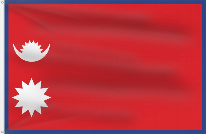 Flag, with two metal eyelets and reinforced hoist: Nepal rectangular Nepal (rectangular, fictional) Népal (rectangulaire, fictif) Nepal (rectangular, ficticia) Nepal (rechteckig, fiktiv) Nepal (rettangolare, fittizio) What a square version of the flag of Nepal might look like