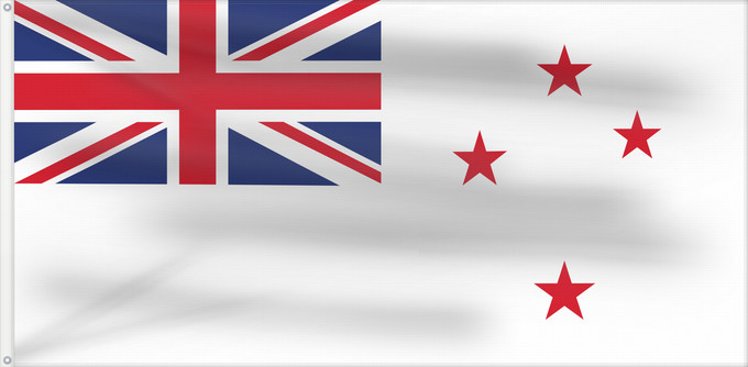 Bandera, con dos ojales metálicos y lado del asta reforzado: Naval Ensign of New Zealand