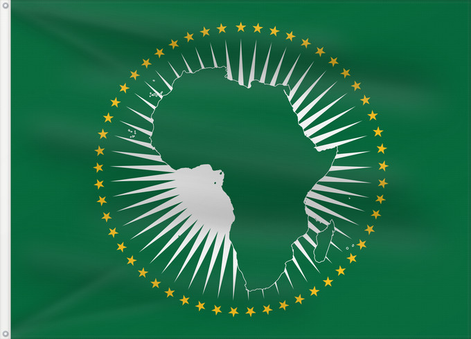 Bandera, con dos ojales metálicos y lado del asta reforzado: African Union