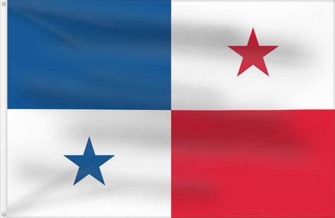 Bandera, con dos ojales metálicos y lado del asta reforzado: Panama  1903	Original design of the Panamanian flag  not current	Panama (1903-1904)	Primer diseño de la bandera panameña  no vigente	Původní vlajka Panamy