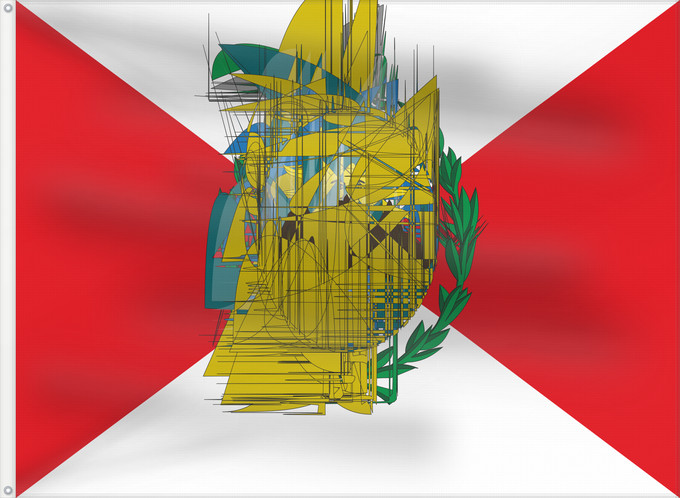 Flagge, mit zwei Metallösen und verstärktem Besatzband: Peru 1821 - 1822 Protectorate of Peru 1821-1822 Protectorado de San Martín 1821-1822 Šuk ñiqin Piruw Wiphala 1821-1822