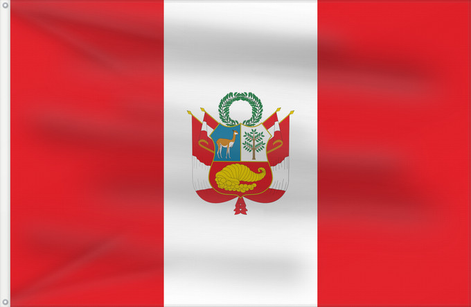 Flagge, mit zwei Metallösen und verstärktem Besatzband: Peru  war	Peru - National banner  war	Pérou (pavillon de guerre)	Estandarte del Peru	Peru (Kriegsflagge)	Perù (bandiera di guerra)	Piruw awqa wiphala