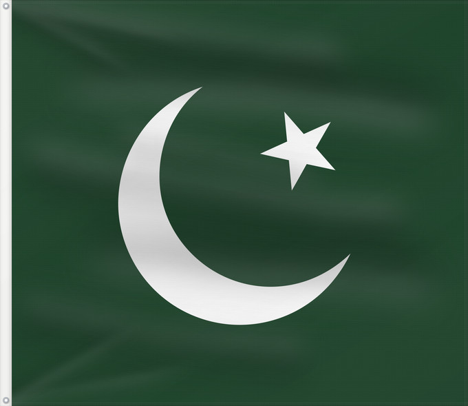 Flagge, mit zwei Metallösen und verstärktem Besatzband: Pakistan Muslim League Pakistan Muslim League. Created using Inkscape Ligue musulmane du Pakistan Liga Musulmana de Pakistán Lega Musulmana del Pakistan