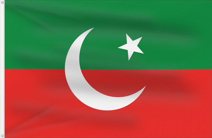 Drapeau, avec deux œillets métalliques et guindant renforcé : Pakistan Tehreek-e-Insaf	2 3 ratio flag of the Pakistan Tehreek-e-Insaf