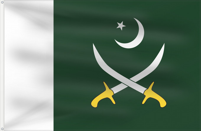 Flagge, mit zwei Metallösen und verstärktem Besatzband: Pakistani Army	Pakistan Army	Armée pakistanaise	Ejército de Pakistán	Pakistanische Armee	Esercito pakistano