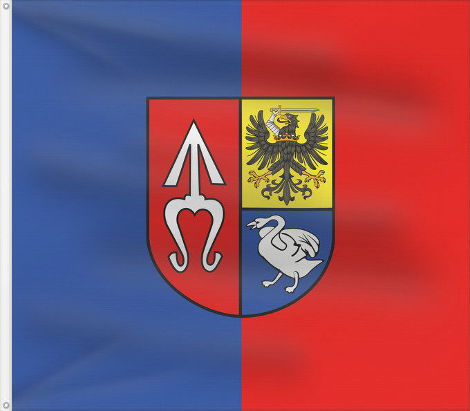 Bandera, con dos ojales metálicos y lado del asta reforzado: POL gmina Chlewiska Chlewiska Commune Gminy Chlewiska