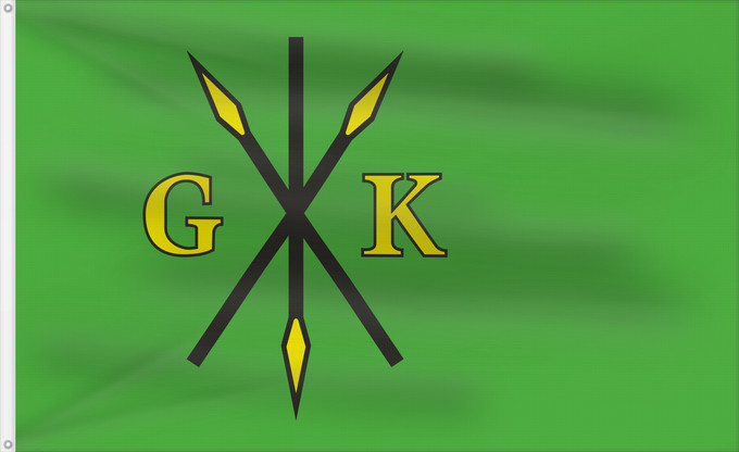 Bandera, con dos ojales metálicos y lado del asta reforzado: POL gmina Kije Gminy Kije