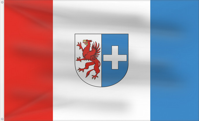 Bandera, con dos ojales metálicos y lado del asta reforzado: POL gmina Kołbaskowo ceremonial