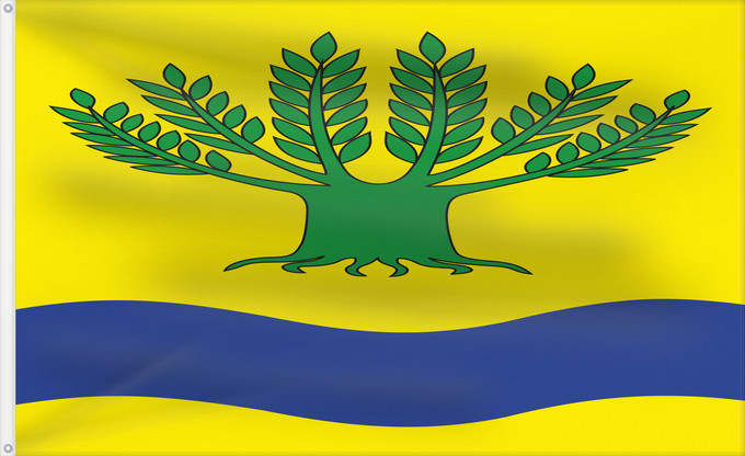 Flag, with two metal eyelets and reinforced hoist: POL gmina Malbork	Gmina Malbork, Poland	Gminy Malbork, woj. pomorskie